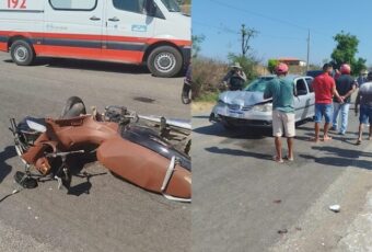 Colisão entre carro e moto deixa duas pessoas feridas uma delas em estado grave no Vale do Piancó