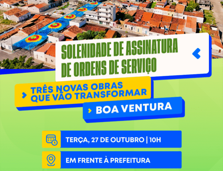 Prefeitura de Boa Ventura assina ordens de serviço para três grandes obras nesta terça (27)