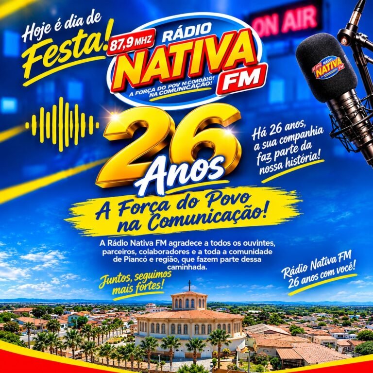 Rádio Nativa FM celebra 26 anos de história, compromisso e serviços prestados à comunidade de Piancó
