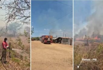 Bombeiros combatem incêndio florestal nas imediações da Cruz da Menina